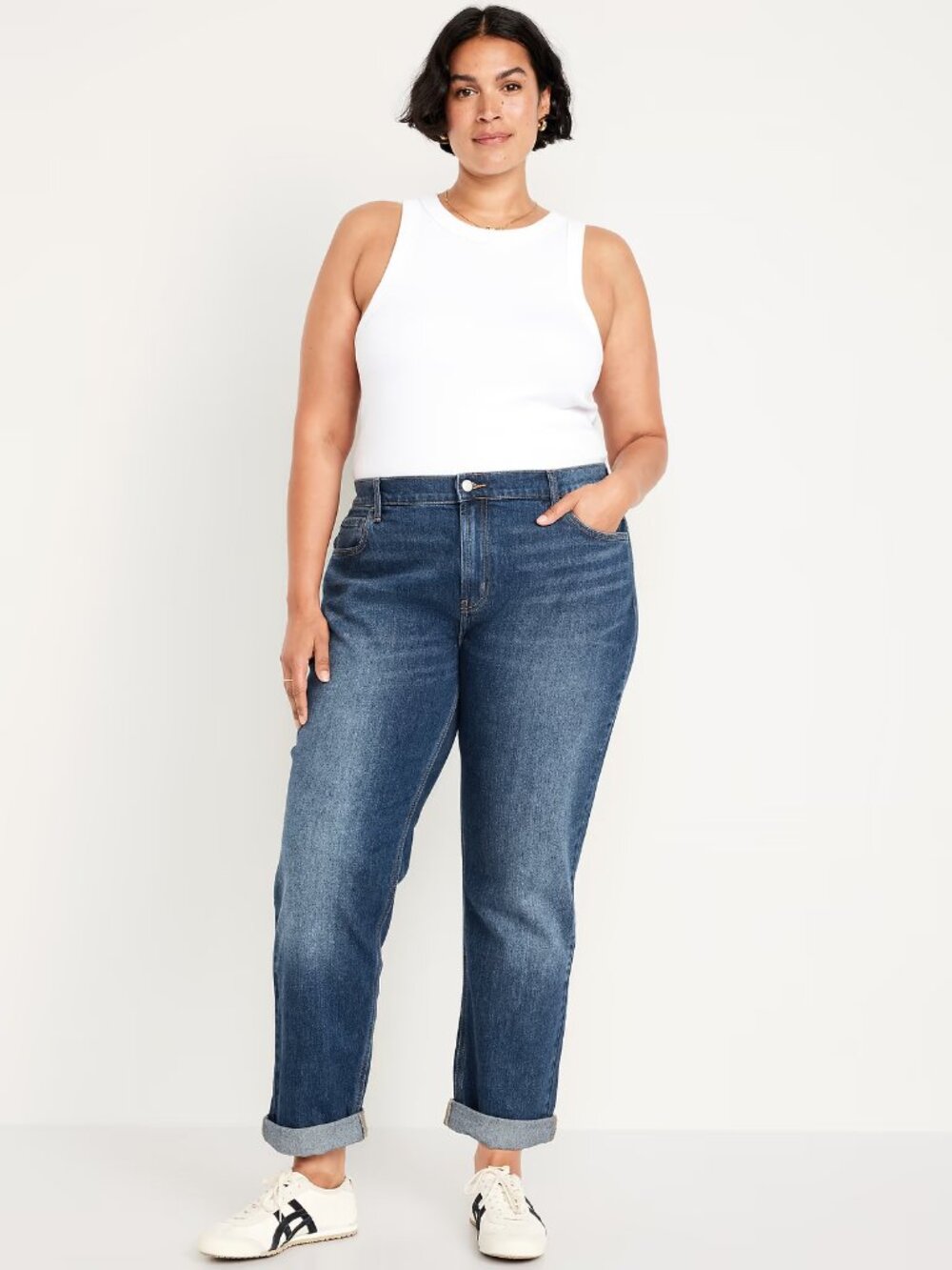 Old Navy Women's Mid Rise Boyfriend Dark Wash Jeans Size 16 Tall NWT
